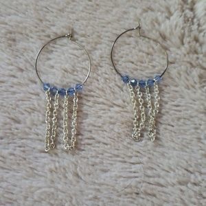 🛍️5/$20🛍️ Blue & Silver Dangle Hoop Earrings